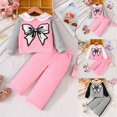 thumbnail image 1 of Pandaie Big Bow Embroidery Sweatsuit for Toddler Girls Raglan Doll Neck Sweet Clothes Outfit 3T 4T 5T 6T Kids School Pullover Tracksuit Grey,6 Years, 1 of 7