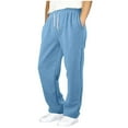 thumbnail image 1 of Pandaie Boys' Baggy Sweatpants Straight Leg Open Bottom Casual Joggers Pants Elastic Waist Athletic Baggy Loose Trousers Blue 15-16 Years, 1 of 5