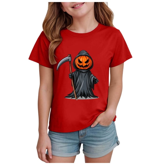 Pandaie Boys Girls Summer Clothes Tops Kids Short Sleeve Shirts 3 5 7 9T 4 6 8Y Toddler Baby Fall Casual Tee Red,5-6 Years