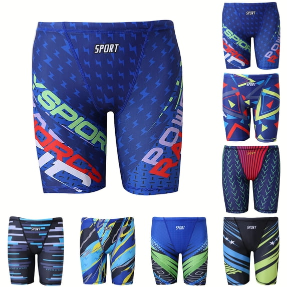 Pandaie Boys' Swim Jammers Youth Competitive Racing Team Sport Swimsuit Trunks Athletic Quick Dry Slim Swimming Shorts 9-10 T,Black