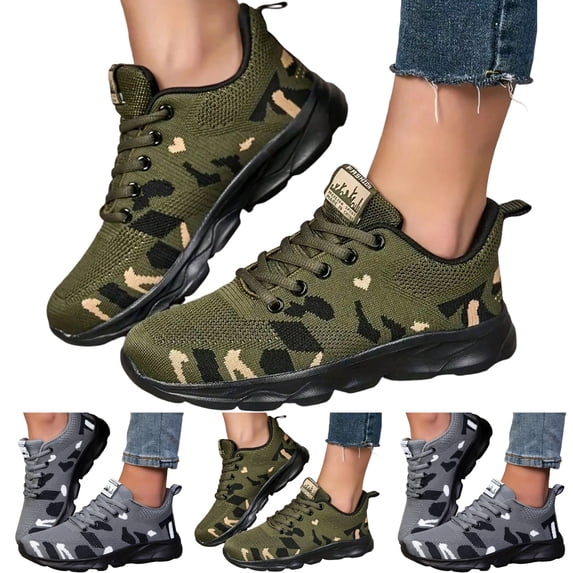 Pandaie Breathable Sneakers for Men Women Camo Casual Athletic Walking Shoes Comfortable Non Slip Running Gym Tennis Trainers Size 6.5‑10.5