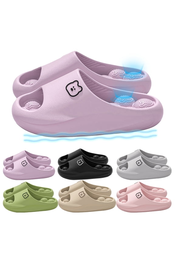 Bubble Massage Shower Shoes for Women Men Non Slip Quick Drying Pool Slides Cloud Bathroom Slippers Summer Beach Sandals with Drain Holes Black Size 7