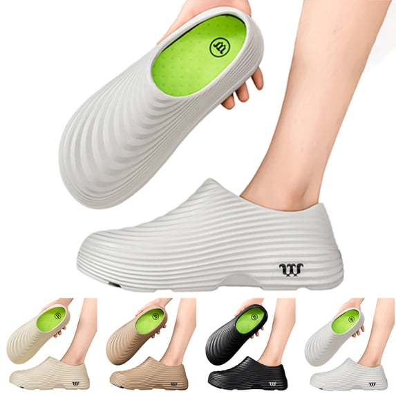Pandaie Chef Shoes for Men Women Unisex Non Slip Waterproof Closed Toe Work Clogs for Nursing Kitchen Restaurant Food Service Beige 7.5