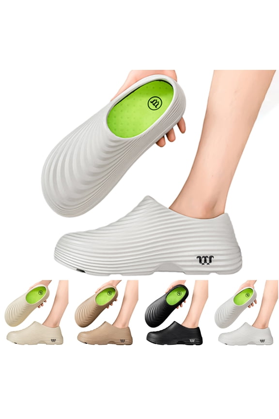 Chef Shoes for Men Women Unisex Non Slip Waterproof Closed Toe Work Clogs for Nursing Kitchen Restaurant Food Service Beige 7.5