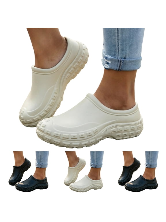 Clog Mules for Women Men Waterproof Platform Chunky Heel Non Slip Kitchen Garden Work Shoes Size 6.5-10.5