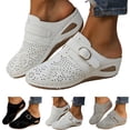 thumbnail image 1 of Pandaie Closed Toe Clogs for Women Arch Support Wedge Platform Slip on Mules Hollow out Orthopedic Slides Sandals Backless Casual Walking Shoes Black Size 6.5, 1 of 7