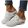 thumbnail image 1 of Pandaie Closed Toe Clogs for Women Arch Support Wedge Platform Slip on Mules Hollow out Orthopedic Slides Sandals Backless Casual Walking Shoes White Size 6.5, 1 of 7