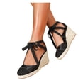 thumbnail image 1 of Pandaie Closed Toe Sandals for Women 3.35 Inch Wedge Platform Espadrilles Heels Lace up Summer Beach Dressy Walking Shoes Size 6-10, 1 of 7