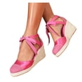 thumbnail image 1 of Pandaie Closed Toe Sandals for Women 3.35 Inch Wedge Platform Espadrilles Heels Lace up Summer Beach Dressy Walking Shoes Size 6-10, 1 of 8