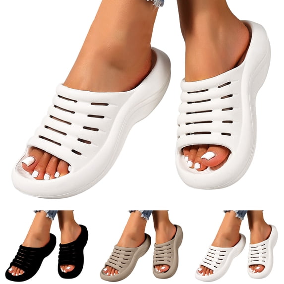 Pandaie Cloud Slides for Women 2026 Arch Support Slide Sandals Recovery Platform Pillow Slippers for House Shower Pool Beach Indoor Outdoor Walking Black Size 6