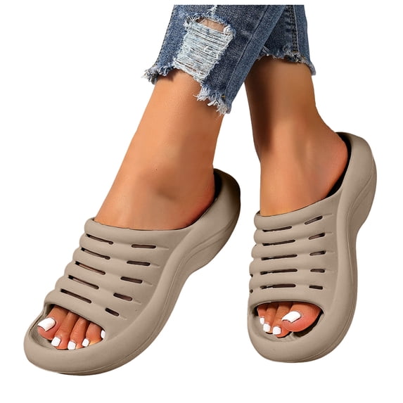 Pandaie Cloud Slides for Women 2026 Arch Support Slide Sandals Recovery Platform Pillow Slippers for House Shower Pool Beach Indoor Outdoor Walking Khaki Size 6