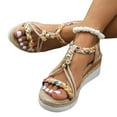 thumbnail image 1 of Pandaie Espadrilles Wedge Sandals for Women Bohemian Wide Width Platform Slip on Summer Walking Shoes with Elastic Ankle Strap Khaki 9.5, 1 of 7