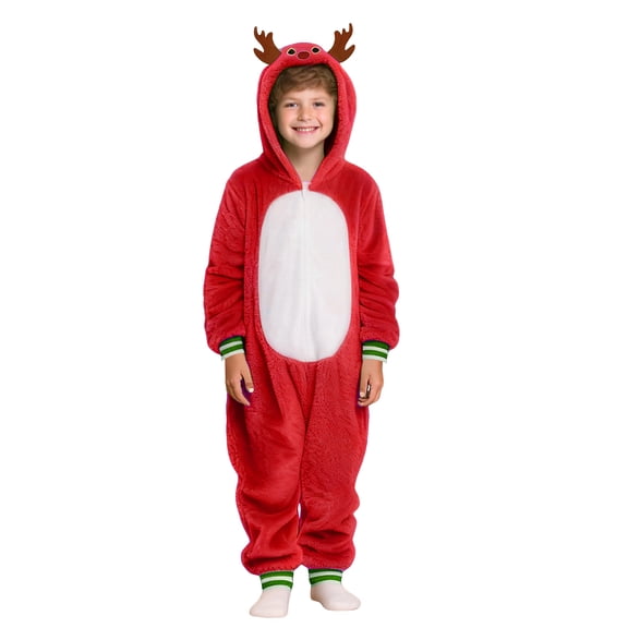 Pandaie Family Christmas Pajamas Matching Sets Womens Mens Kids Xmas Pjs Onesies Holiday Reindeer Sleepwear Outfits Plush Warm Winter Clothes Red 5-6 Years