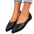 thumbnail image 1 of Pandaie Flats for Womens Shiny Closed Pointed Toe Ballet Flat Shoes Comfortable Slip on Casual Dressy Ladies Work Walking Loafers Black Size 6, 1 of 8