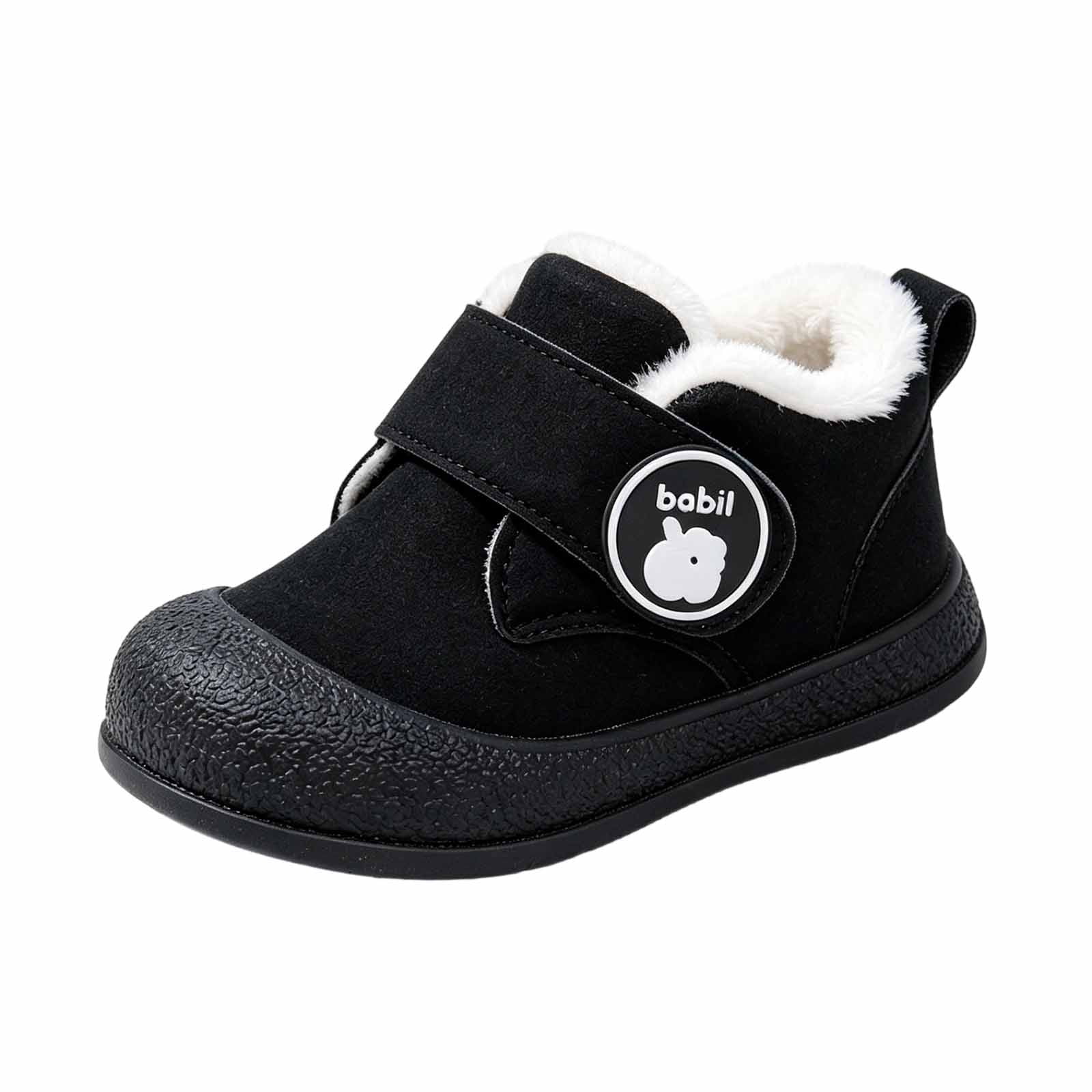 Walkier Baby Pandaie Fleece Lined Booties for Baby Boys Girls Suede Hook Loop Rubber ...