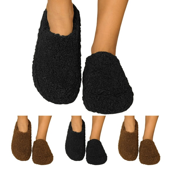 Pandaie Fuzzy House Slippers for Women Memory Foam Platform Non Slip Bedroom Shoes Plush Winter Warm Indoor Outdoor Slides Slippers Black 8