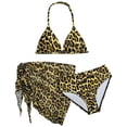 thumbnail image 1 of Pandaie Girl's 3 Piece Swimsuit Cute Leopard Print Halter Triangle Bikini Set Kids Summer Beach Bathing Suit with Cover Up Skirt 10-11 Years Yellow, 1 of 6
