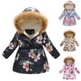 thumbnail image 1 of Pandaie Girl's Winter Coat Jacket Toddler Fleece Lined Hooded Down Puffy Outwear Kids Zipper Cute Snow Clothes with Pockets Beige 3-4T, 1 of 4