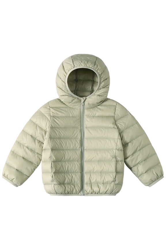 Girls Boys Winter Coat Kids Hood Down Jacket Toddler Lightweight Quilted Bubble Puffy Snow Outerwear for Little Big Kid Green 7-8T