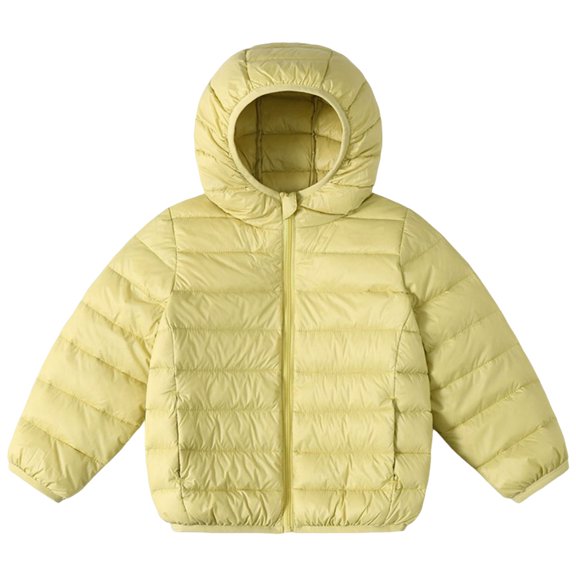 Pandaie Girls Boys Winter Coat Kids Hood Down Jacket Toddler Lightweight Quilted Bubble Puffy Snow Outerwear for Little Big Kid Yellow 9-10 T