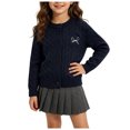 thumbnail image 1 of Pandaie Girls Long Sleeve Sweater Cardigan Kids Button Down Soft Knit Sweaters Toddler Bowknot School Uniforms Fall Jacket Size 0-8 Years, 1 of 2