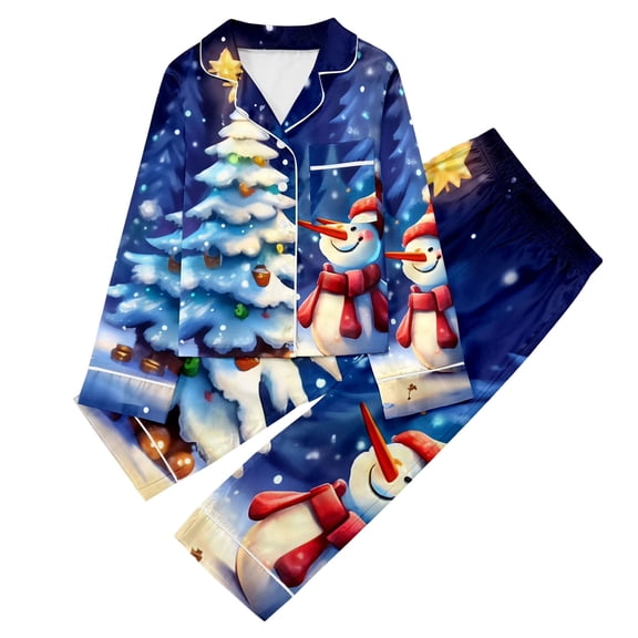 Pandaie Girls Satin Christmas Pajamas Set Kids Button Down Long Sleeve Silk Sleepwear Toddler Loungewear Tops and Pants Outfits Purple 9-10T