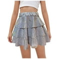 thumbnail image 1 of Pandaie Girls' Sparkle Metallic Skirts Layers Ruffle Sequin Tutu Dance Skort High Waist Athletic Activewear for Kids Performance Silver 11-12T, 1 of 4