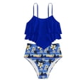 thumbnail image 1 of Pandaie Girls Swimsuit 2 Piece Bikini Set Tiered Ruffled Bathing Suit Adjustable Straps Quick Drying Summer Teens Swimwear 12-13 Years Blue, 1 of 3