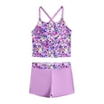 thumbnail image 1 of Pandaie Girls Tankini Swimsuit Two Piece Crooss Straps Back Bathing Suits Summer Beach Kids Rash Guard Swimwear Set 9-10 Years Purple, 1 of 7