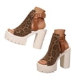 thumbnail image 1 of Pandaie High Heels for Women Ankle Buckle Strap Slingback Platform Heeled Sandals 4.33 Inch Leopard Print Ladies Dressy Pumps (Brown,6), 1 of 8