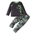 thumbnail image 1 of Pandaie Kid Boy 2 Piece Pajama Toddler Boys Dinosaur Print Outfit 4T 5T 6T 7T Crew Neck Long Sleeve Loungewear Set Green,1-2 Years, 1 of 8
