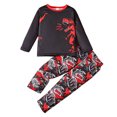 thumbnail image 1 of Pandaie Kid Boy 2 Piece Pajama Toddler Boys Dinosaur Print Outfit 4T 5T 6T 7T Crew Neck Long Sleeve Loungewear Set Red,4-5 Years, 1 of 8