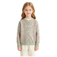 thumbnail image 1 of Pandaie Kid Girls Leopard Knit Cardigan Round Neck Button Front Jacket Toddler Fall Layering Wear Sweater Light Green,7-8 Years, 1 of 5