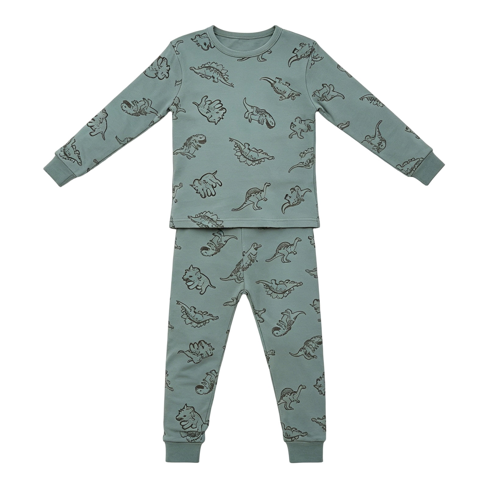 Pandaie Kids Cartoon Print Underwear Set Two Piece Pajama Long Sleeve ...