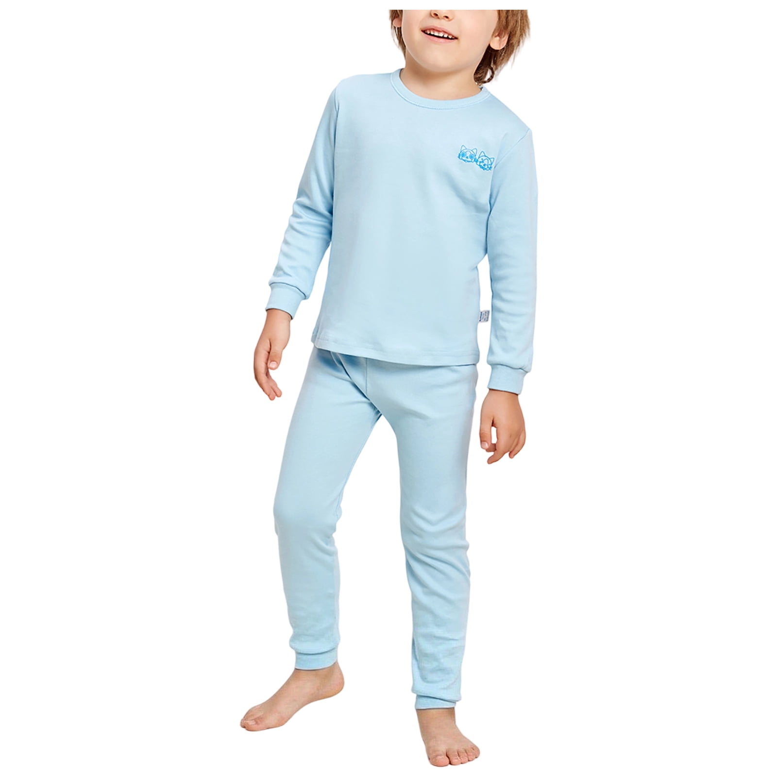 Pandaie Kids Cartoon Print Underwear Set Two Piece Pajama Long Sleeve ...