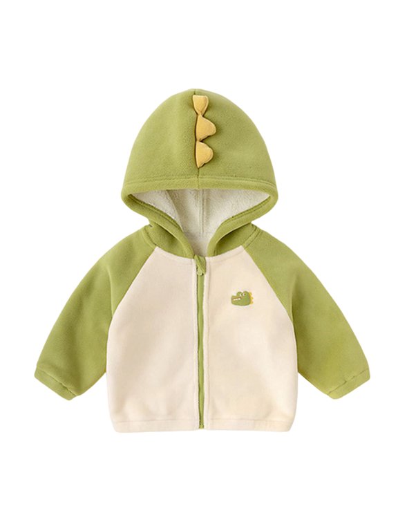 Kids Toddler 3D Animal Ear Coat Color Block Hooded Zip Jacket for Baby Daily Cute Clothes Green,4-5 Years