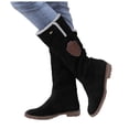 thumbnail image 1 of Pandaie Knee High Boots Women Fleece Lined Winter Snow Boots Suede Flat Heel Pull on Walking Long Tall Boot for Cold Weather Black 5.5, 1 of 5