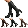 thumbnail image 1 of Pandaie Knee High Boots for Women Platform Square Toe Chunky Heel Tall Long Boots Ladies Fashion Wide Calf Dress Winter Shoes Black 6.5, 1 of 8