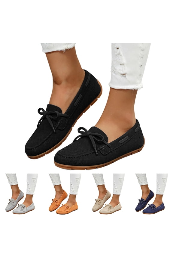 Loafers for Women Comfortable Suede Slip on Work Shoes Bowknot Strappy Cute Penny Loafer Dressy Casual Ballet Flats (Beige,9.5)