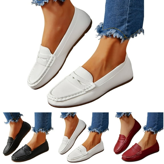 Pandaie Loafers for Women Lightweight Casual Slip on Dressy Flats Shoes Office Business Walking Driving Work Moccasins Black 9