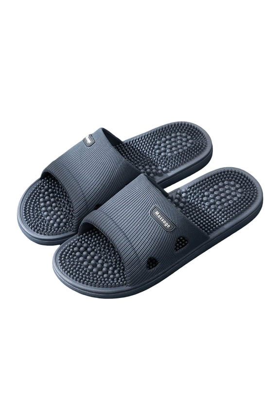 Massage Slippers for Women Men Acupressure Foot Plantar Fasciitis House Slides Non Slip Quick Drying Pool Beach Shower Shoes Indoor Outdoor Dark Gray Size 10.5
