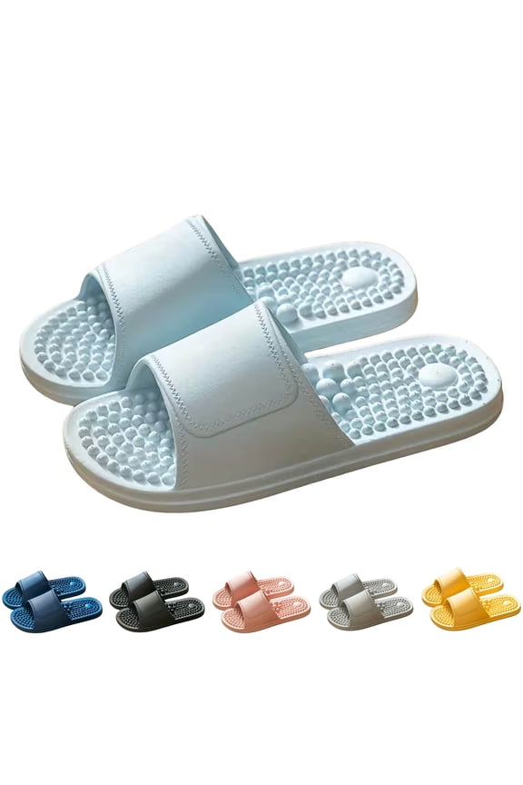 Massage Slippers for Women Men Plantar Fasciitis Bathroom Slides Quick Drying Non Slip Shower Shoes Sandals Stress Reliefs Gifts Black Size 10.5