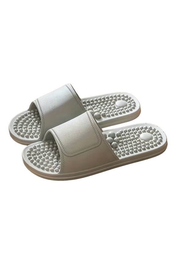 Massage Slippers for Women Men Plantar Fasciitis Bathroom Slides Quick Drying Non Slip Shower Shoes Sandals Stress Reliefs Gifts Grey Size 10.5