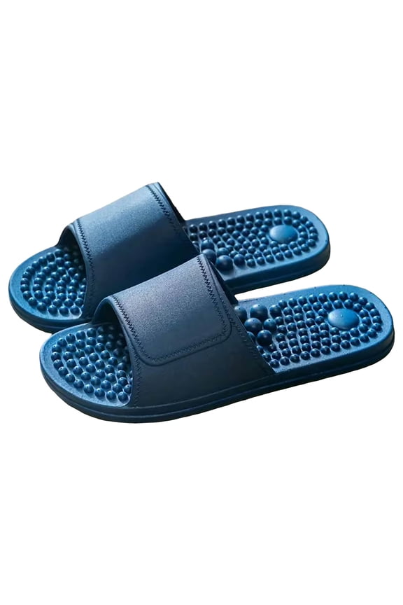 Massage Slippers for Women Men Plantar Fasciitis Bathroom Slides Quick Drying Non Slip Shower Shoes Sandals Stress Reliefs Gifts Navy Size 9.5