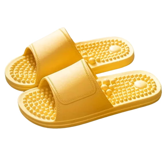 Pandaie Massage Slippers for Women Men Plantar Fasciitis Bathroom Slides Quick Drying Non Slip Shower Shoes Sandals Stress Reliefs Gifts Yellow Size 7.5