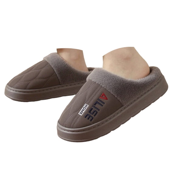 Pandaie Men’s Closed Toe House Slippers Warm Plush Wide Width Indoor Outdoor Slipper Cushioned Non Slip Winter Home Shoes Size 9‑13
