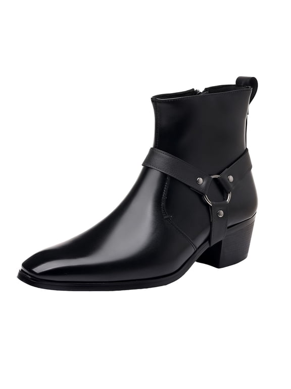 Men's Cowboy Boots Square Closed Toe Work Boots Waterproof Lightweight Mid Calf Booties