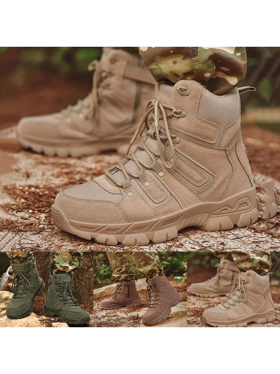 Men's Hiking Shoes Combat Boots Lace up High Top Outdoor Work Ankle Booties Size 8.5-12