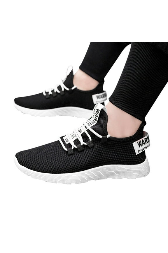 Men's Running Shoes Lightweight Breathable Walking Fashion Sneakers Non Slip Athletic Mesh Workout Casual Sports Shoes Black Size 7