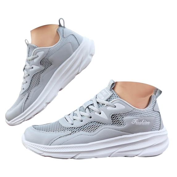 Pandaie Men's Running Shoes Lightweight Breathable Walking Tennis Sneakers Lace up Athletic Workout Gym Casual Shoes (Grey,8.5)